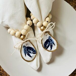 Oyster Shell Napkin Ring Set, Decorative Bottle Trinket, Table Decor, Wine Lover